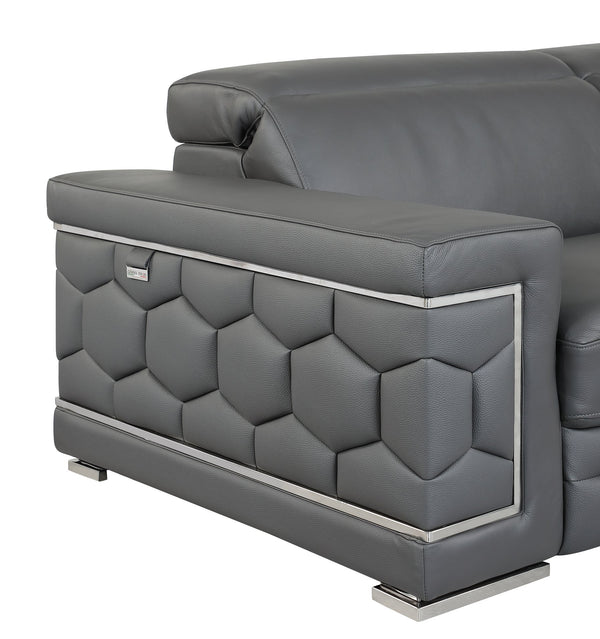 English Elm Top Grain Italian Leather Chair with 3-Layer High-Density Foam, Stainless Steel Legs, Solid Frame Dark Gray B05777913
