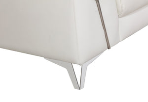 English Elm Global United Italian Leather Loveseat Kiln Dried Hardwood Frame Chrome Legs White B05777929