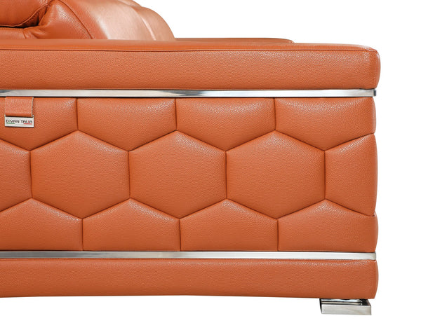 English Elm Top Grain Italian Leather Chair with 3-Layer High-Density Foam, Stainless Steel Legs, Solid Frame Camel B05777910
