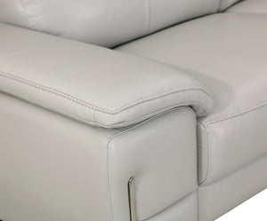 English Elm Global Top Grain Italian Leather Loveseat in Light Gray with 3-Layer High-Density Foam, Chrome Legs, Solid Wood Frame-enhanced Comfort and Durability B05777902