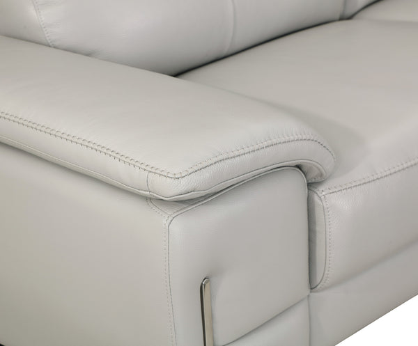English Elm Global Top Grain Italian Leather Loveseat in Light Gray with 3-Layer High-Density Foam, Chrome Legs, Solid Wood Frame-enhanced Comfort and Durability B05777902