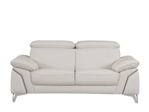 English Elm Global United Italian Leather Loveseat Kiln Dried Hardwood Frame Chrome Legs White B05777929