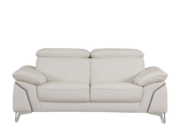 English Elm Global United Italian Leather Loveseat Kiln Dried Hardwood Frame Chrome Legs White B05777929