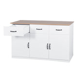 Hearth and Haven White Buffet Cabinet with Storage, Kitchen Sideboard with 3 Doors and 3 Drawers, Coffee Bar Cabinet, Storage Cabinet Console Table For Living Room W409S00003