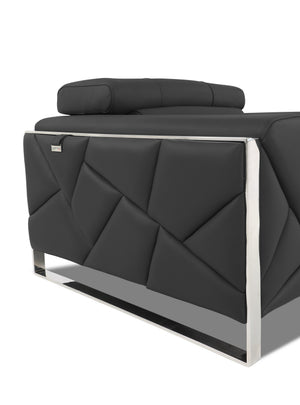English Elm Global Top Grain Italian Leather Loveseat with 3-Layer High-Density Foam, Stainless Chrome Legs, Solid Wood Frame Dark Gray B05777941