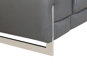 English Elm Global Top Grain Italian Leather Sofa with 3-Layer High-Density Foam, Stainless Steel Legs, Solid Wood Frame Dark Gray B05777900