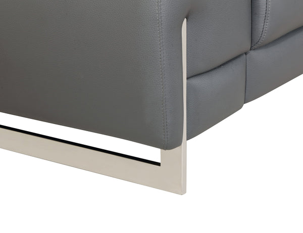 English Elm Global Top Grain Italian Leather Sofa with 3-Layer High-Density Foam, Stainless Steel Legs, Solid Wood Frame Dark Gray B05777900