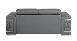 English Elm Top Grain Italian Leather Loveseat with High-Density Foam, Stainless Steel Legs & Solid Wood Frame, Plush Durable Seating for Modern Living Room Dark Gray B05777914