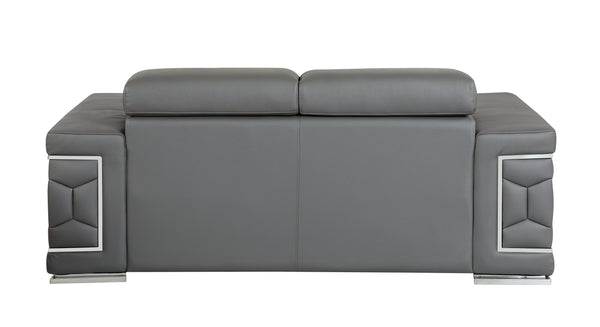 English Elm Top Grain Italian Leather Loveseat with High-Density Foam, Stainless Steel Legs & Solid Wood Frame, Plush Durable Seating for Modern Living Room Dark Gray B05777914