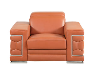 English Elm Top Grain Italian Leather Chair with 3-Layer High-Density Foam, Stainless Steel Legs, Solid Frame Camel B05777910