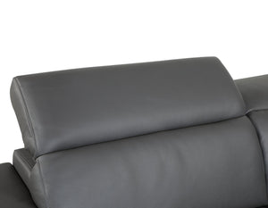 English Elm Top Grain Italian Leather Sofa with Chrome Legs for a Modern Living Room Dark Gray B05777915