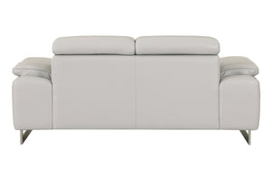 English Elm Global Top Grain Italian Leather Loveseat in Light Gray with 3-Layer High-Density Foam, Chrome Legs, Solid Wood Frame-enhanced Comfort and Durability B05777902