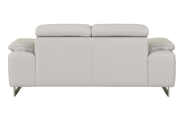 English Elm Global Top Grain Italian Leather Loveseat in Light Gray with 3-Layer High-Density Foam, Chrome Legs, Solid Wood Frame-enhanced Comfort and Durability B05777902