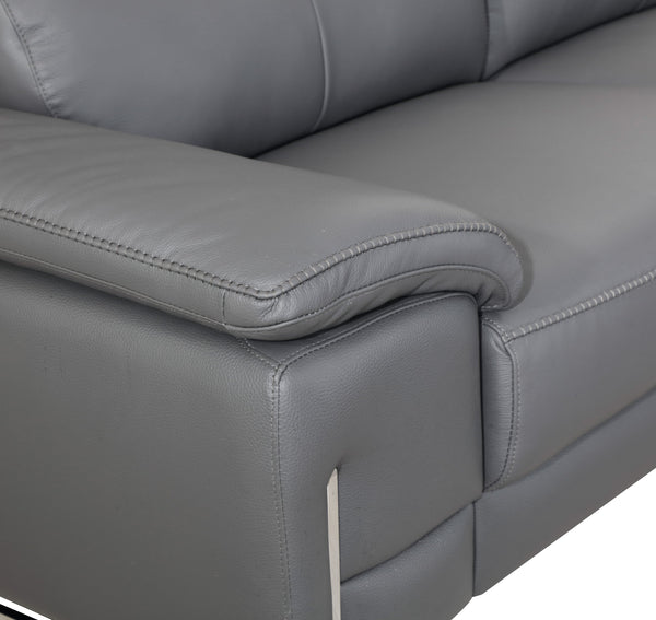 English Elm Global Top Grain Italian Leather Chair Dark Gray – 3-Layer Foam, Chrome Legs, Solid Brazilian Wood Frame B05777898