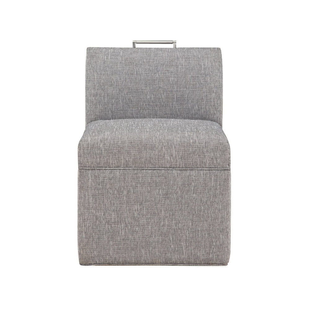 English Elm Della Modern Upholstered Caster Chair in Ashen Grey — Durable Performance Fabric, Hidden Casters, Nickel Handle B05077674