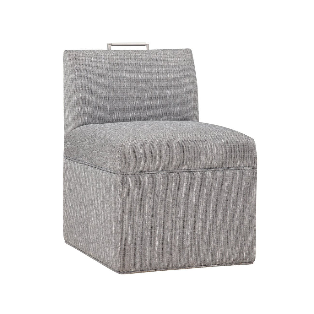 English Elm Della Modern Upholstered Caster Chair in Ashen Grey — Durable Performance Fabric, Hidden Casters, Nickel Handle B05077674