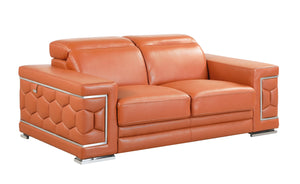 English Elm Top Grain Italian Leather Loveseat with High-Density Foam, Stainless Steel Legs & Solid Wood Frame, Plush Durable Seating for Modern Living Room Camel B05777911