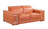 English Elm Top Grain Italian Leather Loveseat