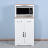 Hearth and Haven Wooden Kitchen Cabinet White Pantry Storage Microwave Cabinet with Storage Drawer W40953988