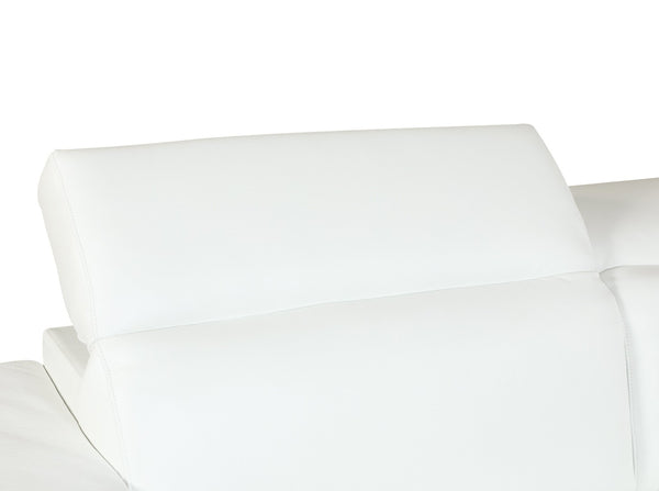 English Elm Top Grain Italian Leather Sofa with Chrome Legs for a Modern Living Room White B05777918