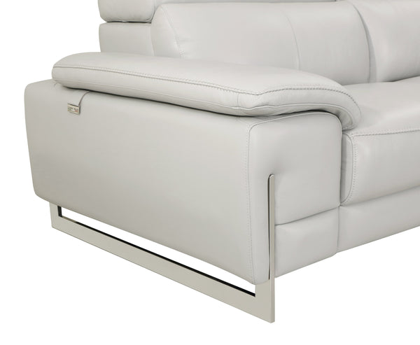 English Elm Global Top Grain Italian Leather Sofa with 3-Layer High-Density Foam, Stainless Steel Legs, Solid Wood Frame Light Gray B05777903