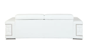 English Elm Top Grain Italian Leather Sofa with Chrome Legs for a Modern Living Room White B05777918