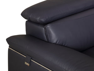 English Elm Global United Italian Leather Loveseat Kiln Dried Hardwood Frame Chrome Legs Navy B05777926