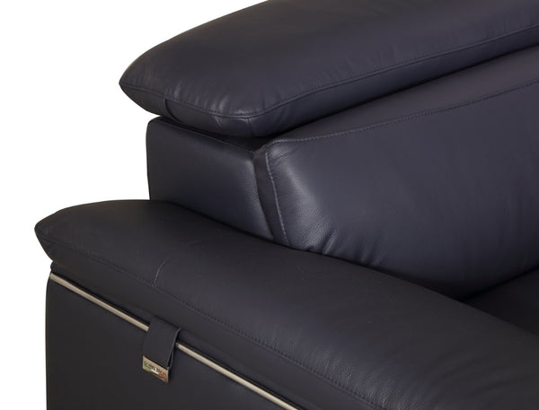 English Elm Global United Italian Leather Loveseat Kiln Dried Hardwood Frame Chrome Legs Navy B05777926