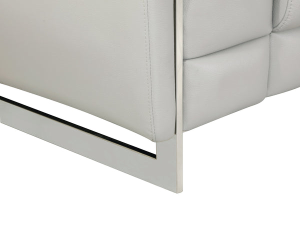 English Elm Global Top Grain Italian Leather Chair Light Gray - 3-Layer Foam, Chrome Legs, Solid Brazilian Wood Frame B05777901