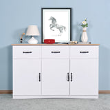 Hearth and Haven White Buffet Cabinet with Storage, Kitchen Sideboard with 3 Doors and 3 Drawers, Coffee Bar Cabinet, Storage Cabinet Console Table For Living Room W409S00003