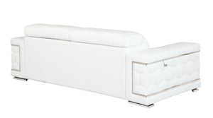 English Elm Top Grain Italian Leather Sofa with Chrome Legs for a Modern Living Room White B05777918