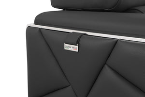 English Elm Global Top Grain Italian Leather Loveseat with 3-Layer High-Density Foam, Stainless Chrome Legs, Solid Wood Frame Dark Gray B05777941