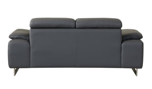 English Elm Global Top Grain Italian Leather Loveseat in Dark Gray with Stainless Chrome Legs & Solid Wood Frame B05777899