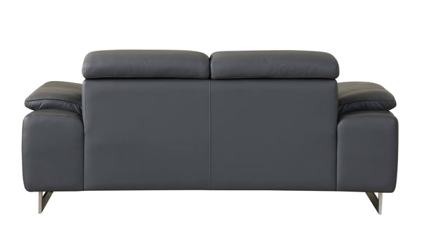 English Elm Global Top Grain Italian Leather Loveseat in Dark Gray with Stainless Chrome Legs & Solid Wood Frame B05777899
