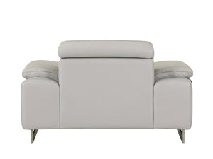 English Elm Global Top Grain Italian Leather Chair Light Gray - 3-Layer Foam, Chrome Legs, Solid Brazilian Wood Frame B05777901