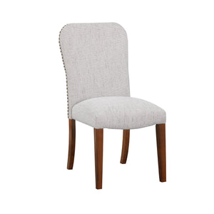 English Elm Sophia Upholstered Sea Oat Dining Chair Set of 2 in Espresso — Durable Performance Fabric, Nailhead Trim, Kiln-Dried Frame B05078712