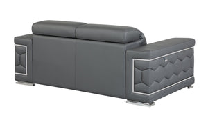 English Elm Top Grain Italian Leather Loveseat with High-Density Foam, Stainless Steel Legs & Solid Wood Frame, Plush Durable Seating for Modern Living Room Dark Gray B05777914