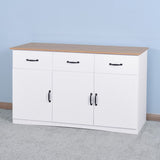 Hearth and Haven White Buffet Cabinet with Storage, Kitchen Sideboard with 3 Doors and 3 Drawers, Coffee Bar Cabinet, Storage Cabinet Console Table For Living Room W409S00003