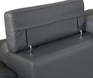 English Elm Global Top Grain Italian Leather Loveseat in Dark Gray with Stainless Chrome Legs & Solid Wood Frame B05777899