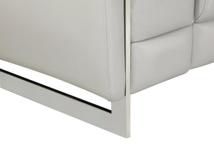 English Elm Global Top Grain Italian Leather Sofa with 3-Layer High-Density Foam, Stainless Steel Legs, Solid Wood Frame Light Gray B05777903