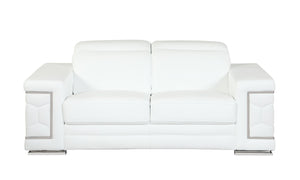 English Elm Top Grain Italian Leather Loveseat with High-Density Foam, Stainless Steel Legs & Solid Wood Frame, Plush Durable Seating for Modern Living Room White B05777917