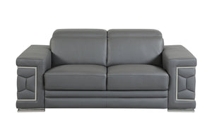 English Elm Top Grain Italian Leather Loveseat with High-Density Foam, Stainless Steel Legs & Solid Wood Frame, Plush Durable Seating for Modern Living Room Dark Gray B05777914