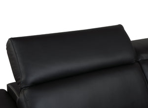 English Elm Top Grain Italian Leather Sofa with Chrome Legs for Modern Living Rooms Black B05777909