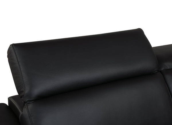 English Elm Top Grain Italian Leather Sofa with Chrome Legs for Modern Living Rooms Black B05777909
