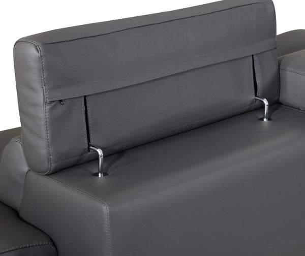 English Elm Global Top Grain Italian Leather Chair Dark Gray – 3-Layer Foam, Chrome Legs, Solid Brazilian Wood Frame B05777898