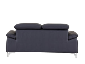English Elm Global United Italian Leather Loveseat Kiln Dried Hardwood Frame Chrome Legs Navy B05777926