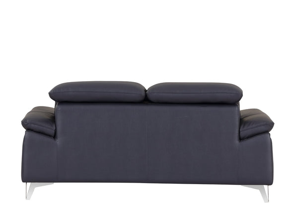 English Elm Global United Italian Leather Loveseat Kiln Dried Hardwood Frame Chrome Legs Navy B05777926