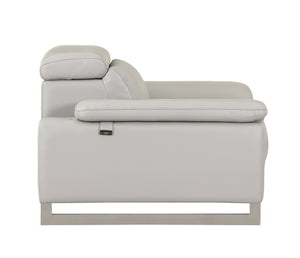 English Elm Global Top Grain Italian Leather Loveseat in Light Gray with 3-Layer High-Density Foam, Chrome Legs, Solid Wood Frame-enhanced Comfort and Durability B05777902