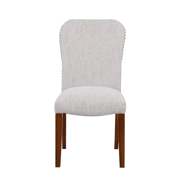 English Elm Sophia Upholstered Sea Oat Dining Chair Set of 2 in Espresso — Durable Performance Fabric, Nailhead Trim, Kiln-Dried Frame B05078712