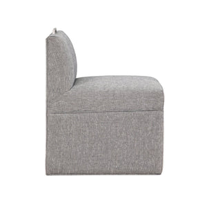 English Elm Della Modern Upholstered Caster Chair in Ashen Grey — Durable Performance Fabric, Hidden Casters, Nickel Handle B05077674